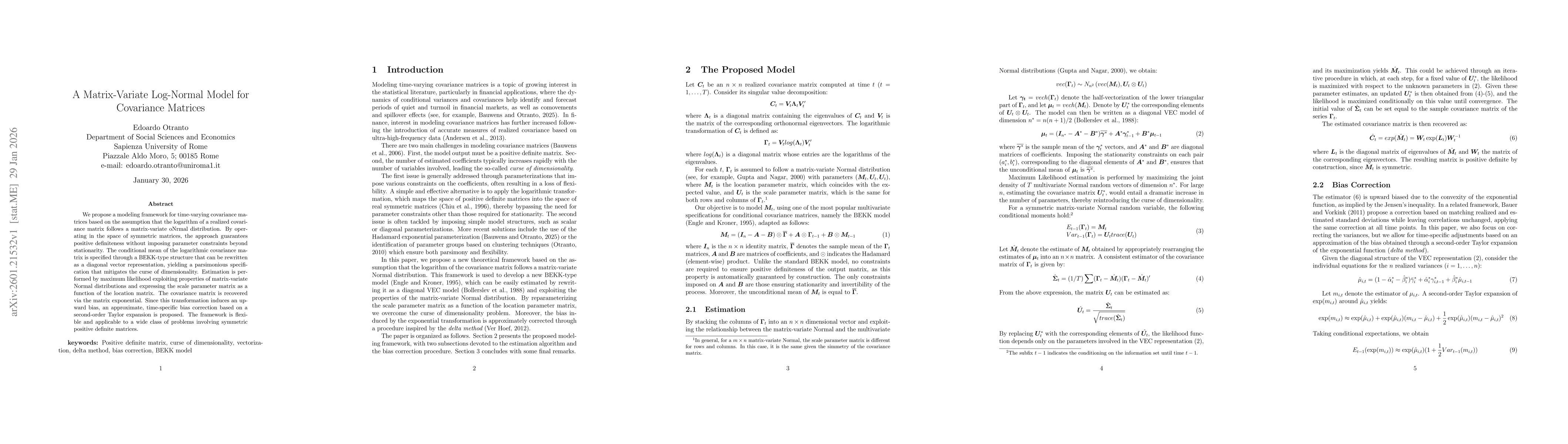 Thumbnail for A Matrix-Variate Log-Normal Model for Covariance Matrices