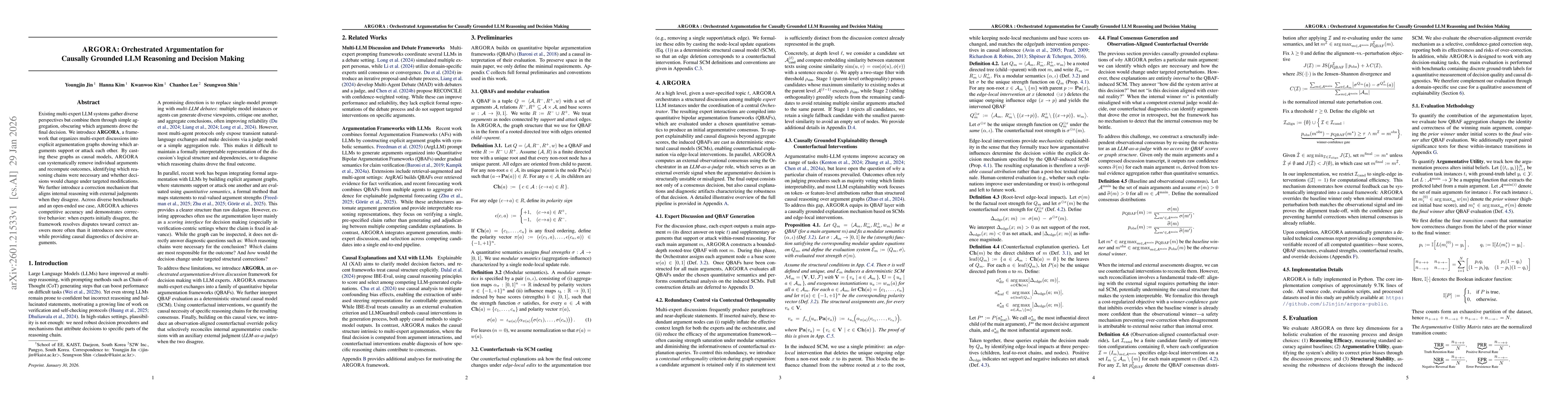 Thumbnail for ARGORA: Orchestrated Argumentation for Causally Grounded LLM Reasoning and Decision Making