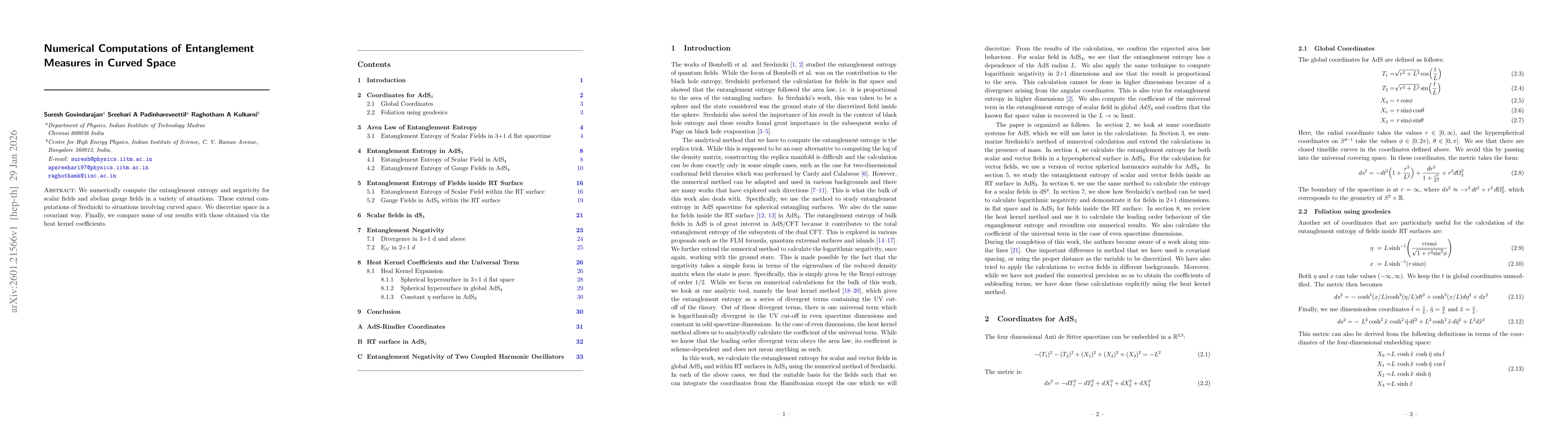Thumbnail for Numerical Computations of Entanglement Measures in Curved Space