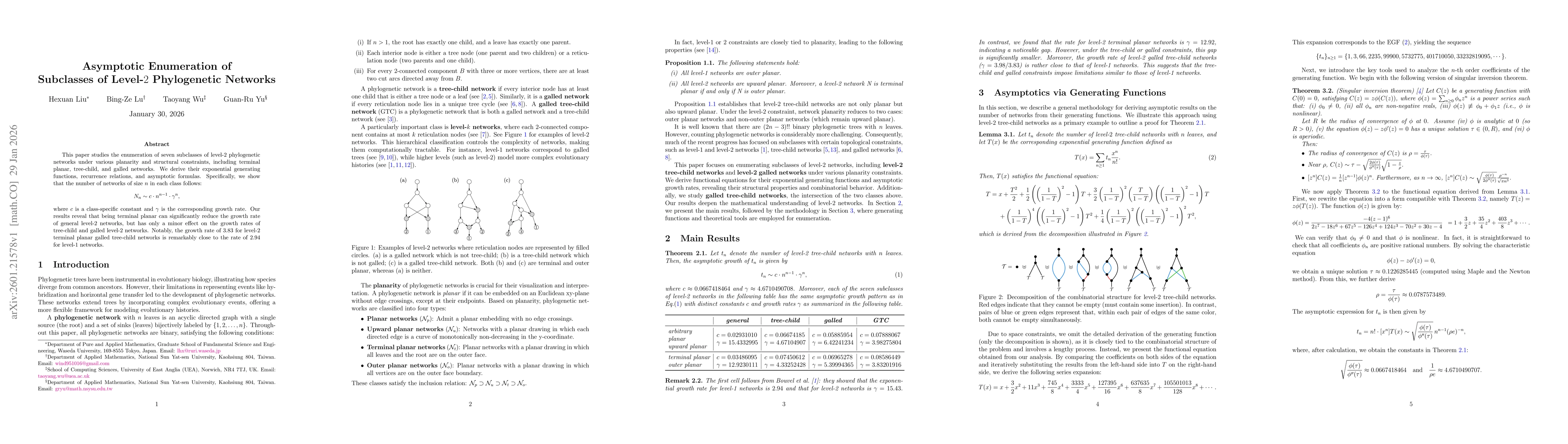 Thumbnail for Asymptotic Enumeration of Subclasses of Level-$2$ Phylogenetic Networks
