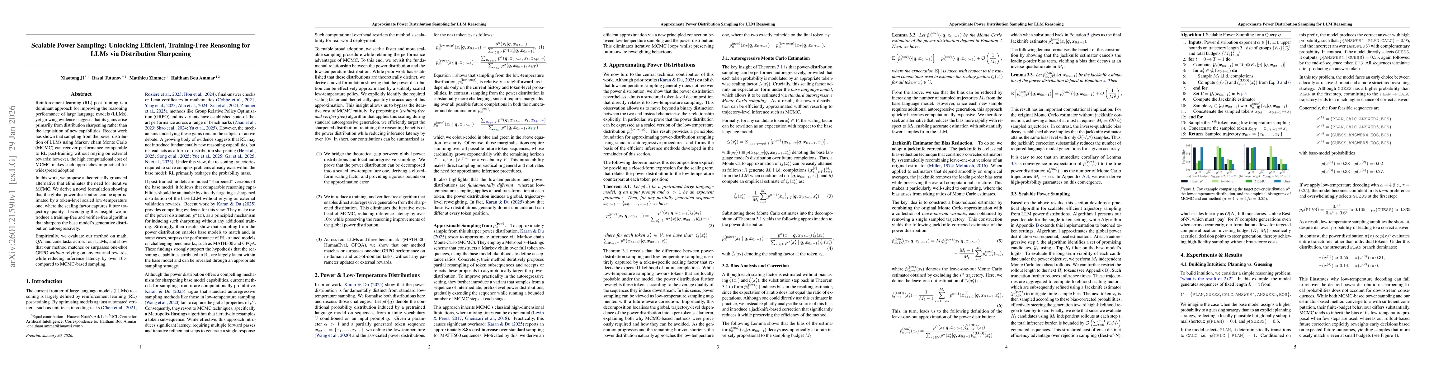Thumbnail for Scalable Power Sampling: Unlocking Efficient, Training-Free Reasoning for LLMs via Distribution Sharpening