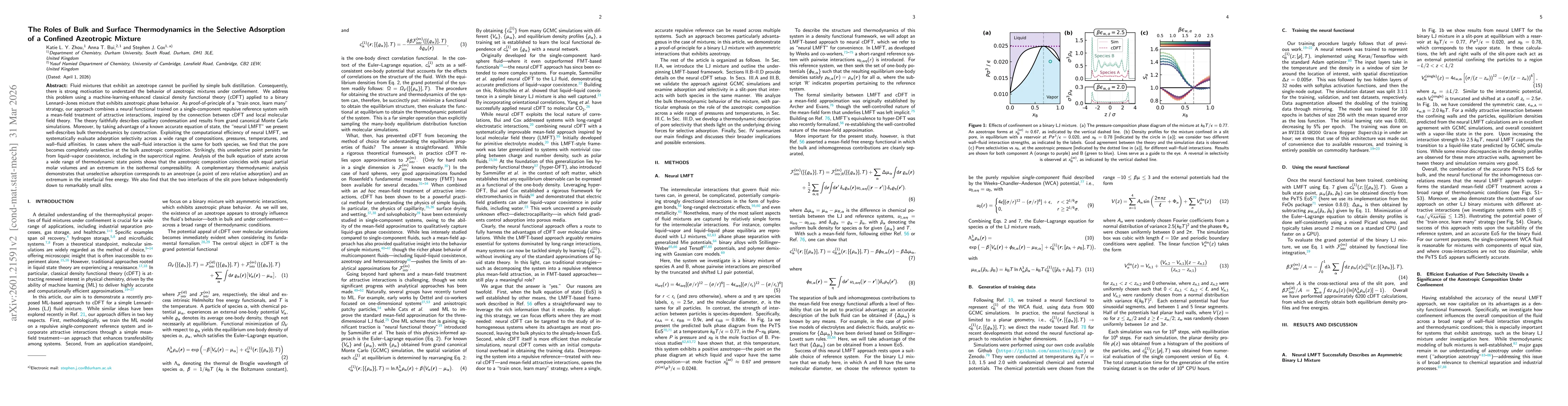 Thumbnail for The roles of bulk and surface thermodynamics in the selective adsorption of a confined azeotropic mixture