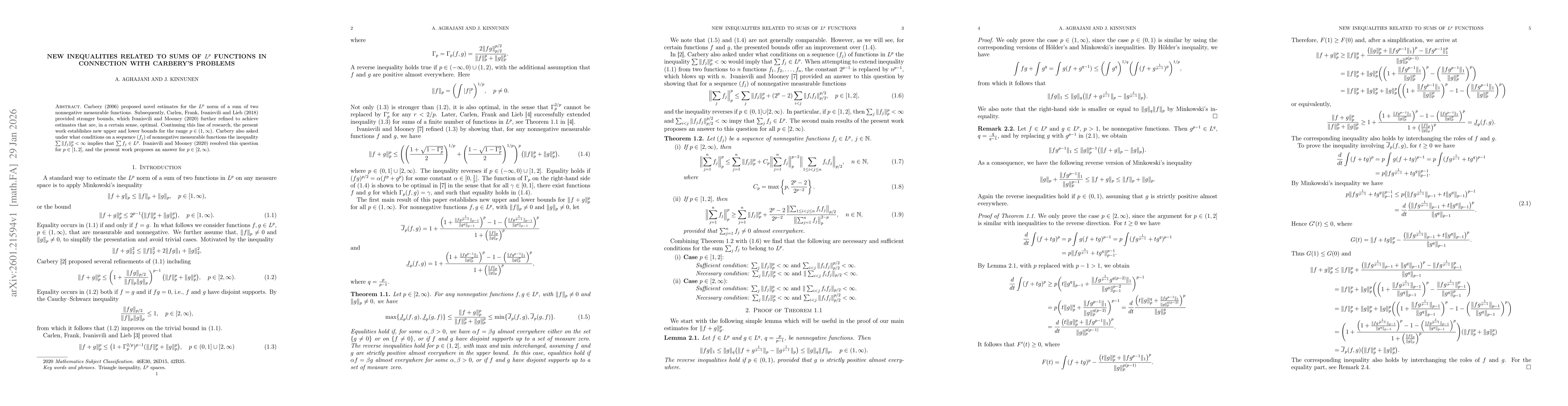 Thumbnail for New inequalities related to sums of $L^p$ functions in connection with Carbery's problems
