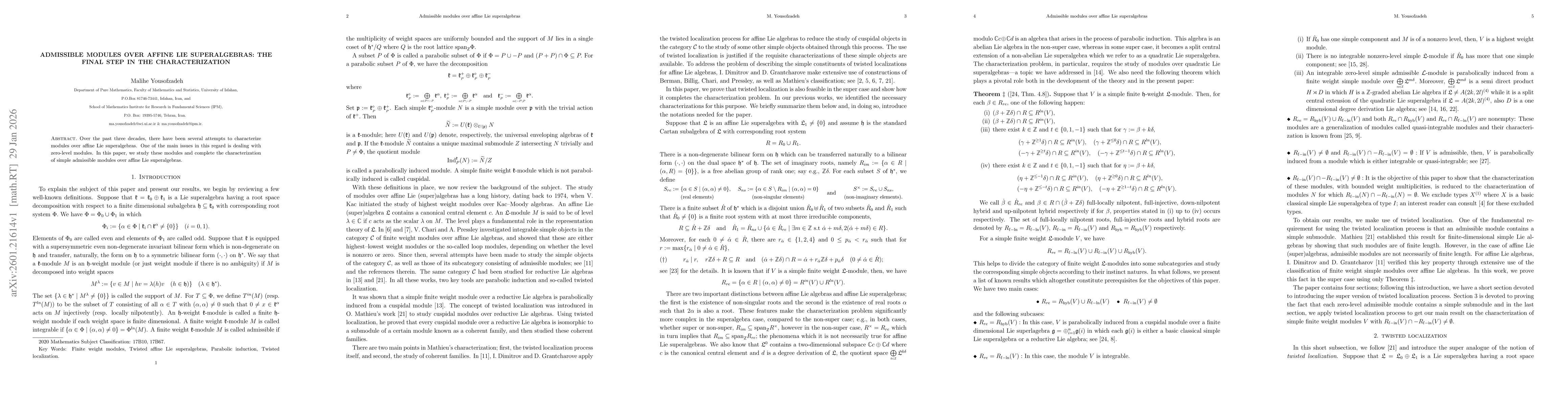 Thumbnail for Admissible modules over affine Lie superalgebras: The final step in the characterization