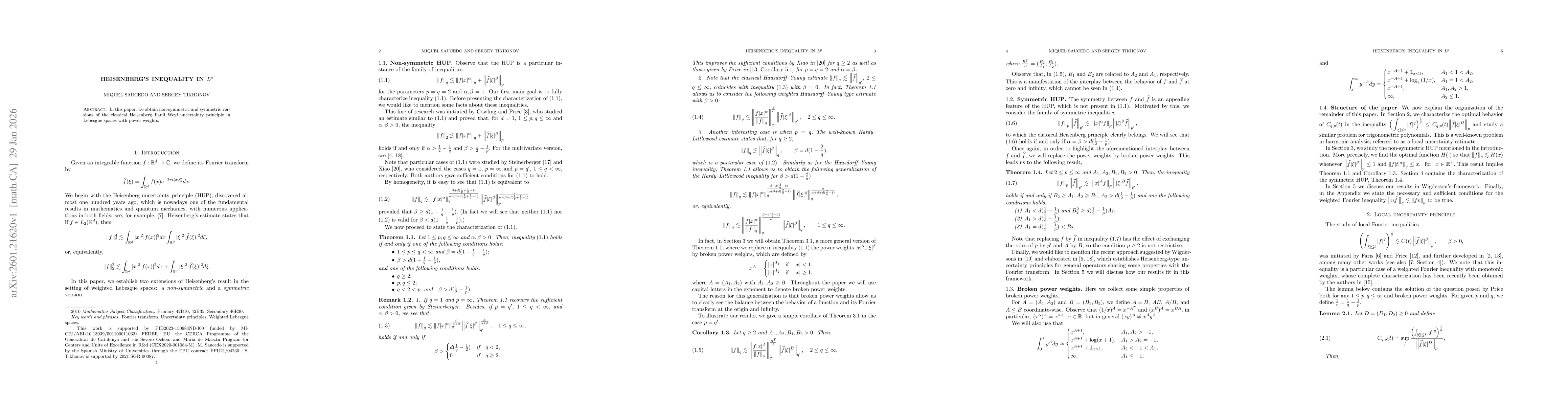 Thumbnail for Heisenberg's inequality in $L^p$