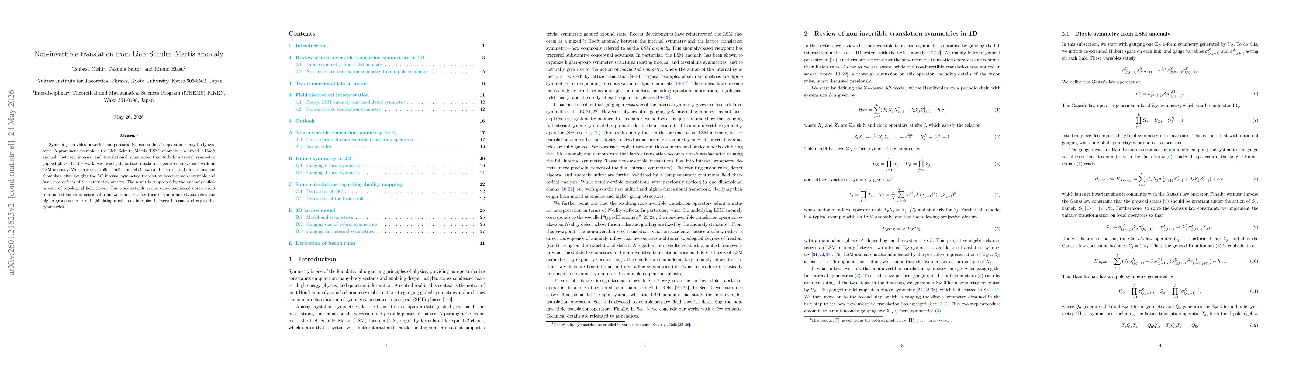Thumbnail for Non-invertible translation from Lieb-Schultz-Mattis anomaly
