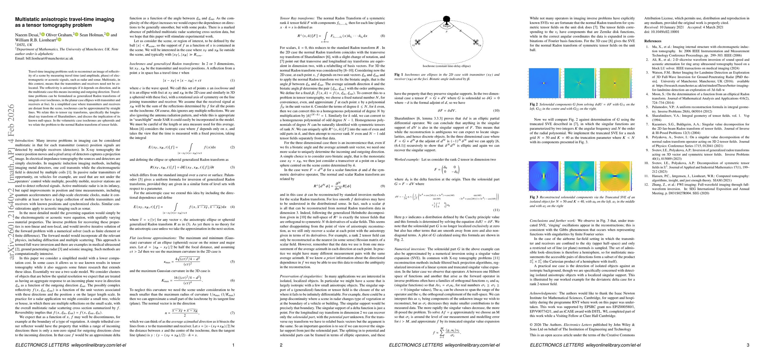 Thumbnail for Multistatic anisotropic travel-time as a tensor tomography problem