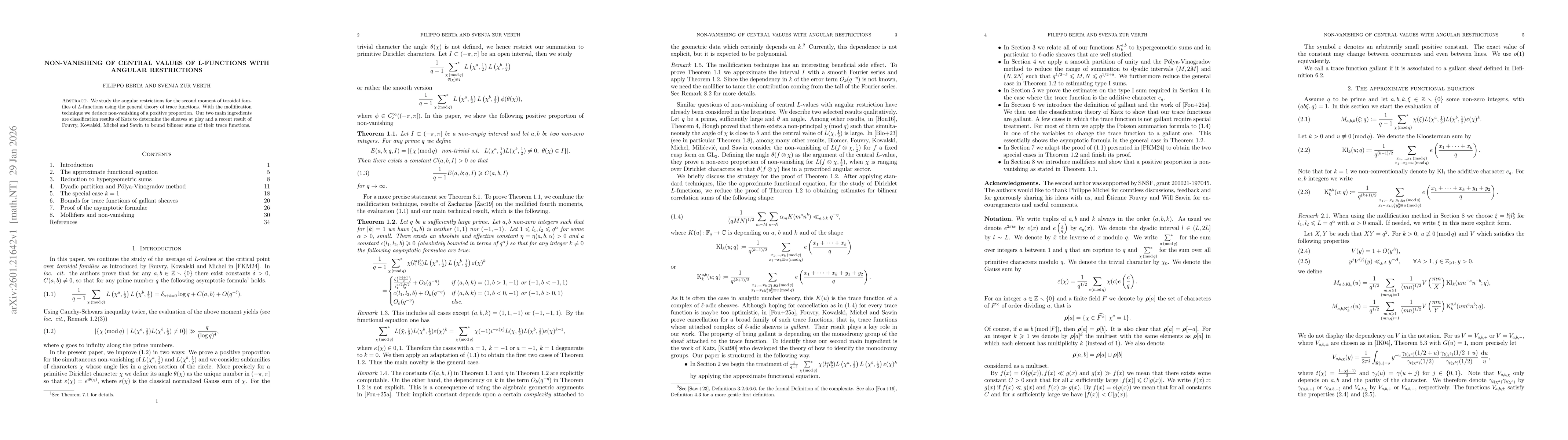 Thumbnail for Non-vanishing of central values of L-functions with angular restrictions