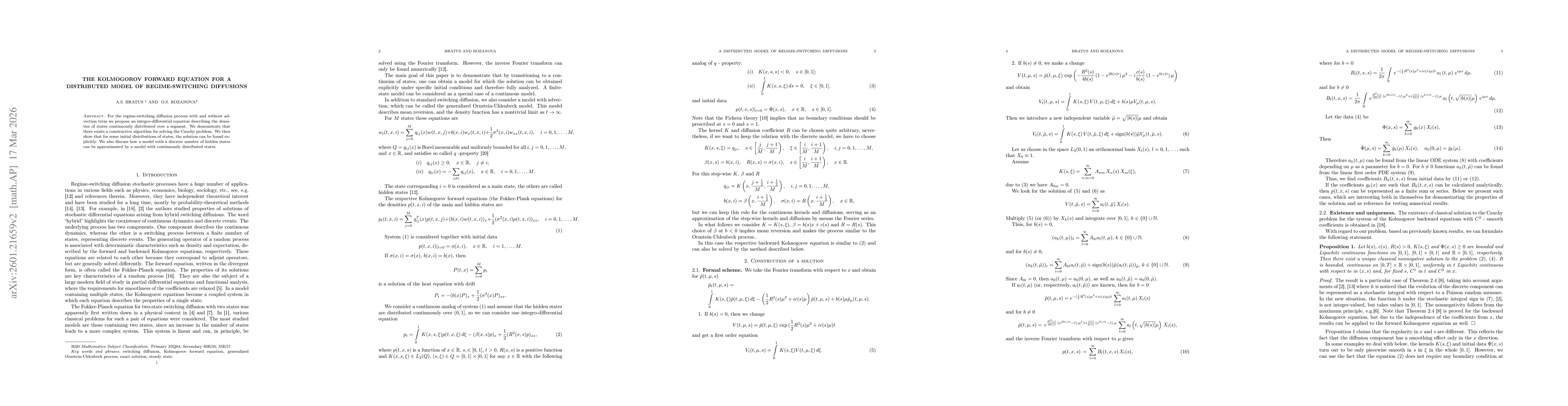 Thumbnail for The Kolmogorov forward equation for a distributed model of regime-switching diffusions