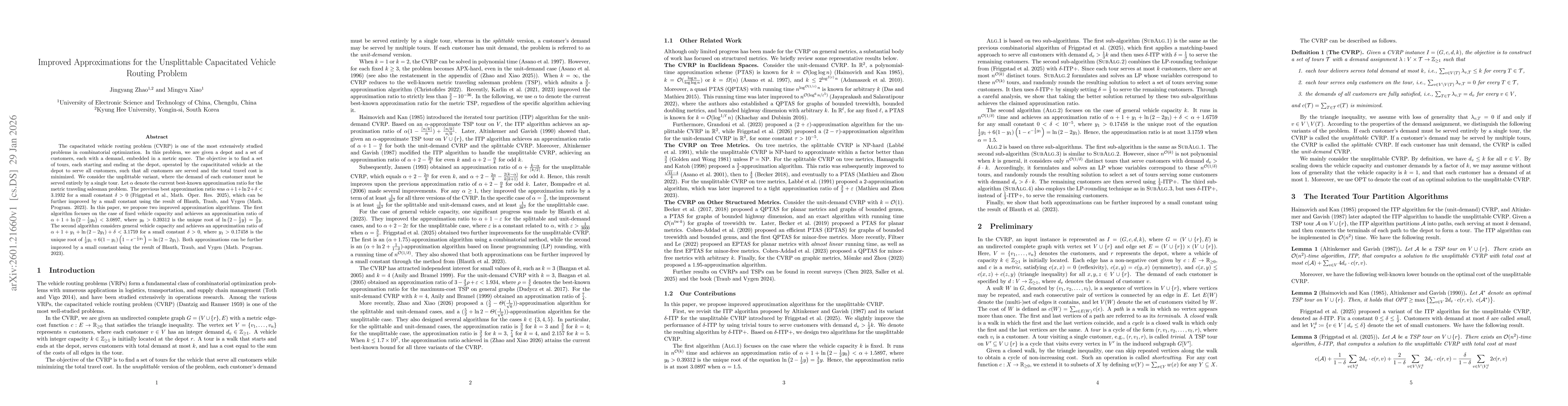 Thumbnail for Improved Approximations for the Unsplittable Capacitated Vehicle Routing Problem