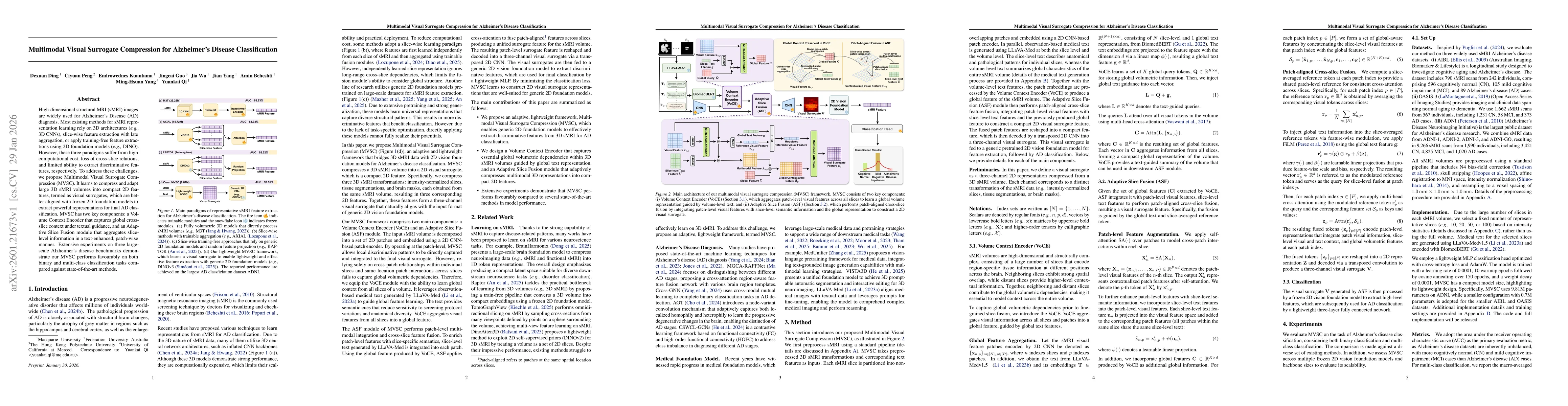 Thumbnail for Multimodal Visual Surrogate Compression for Alzheimer's Disease Classification