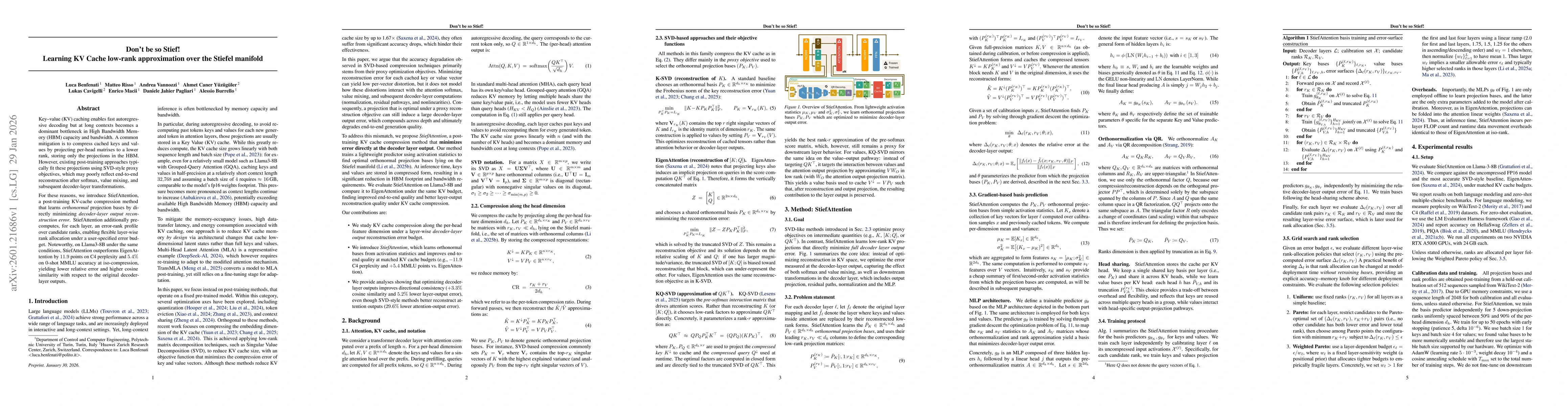 Thumbnail for Don't be so Stief! Learning KV Cache low-rank approximation over the Stiefel manifold