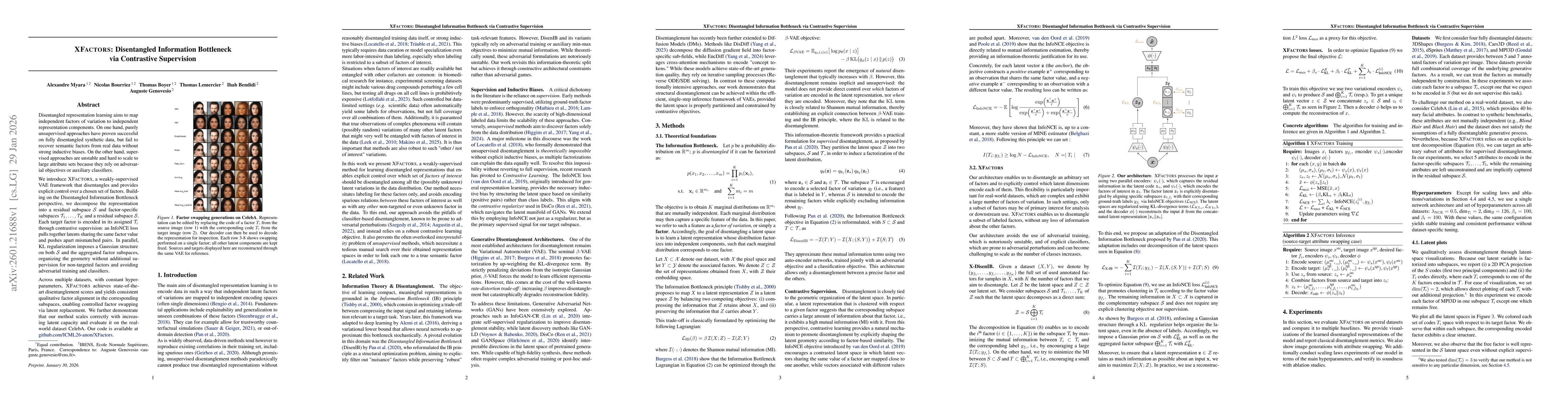 Thumbnail for XFACTORS: Disentangled Information Bottleneck via Contrastive Supervision