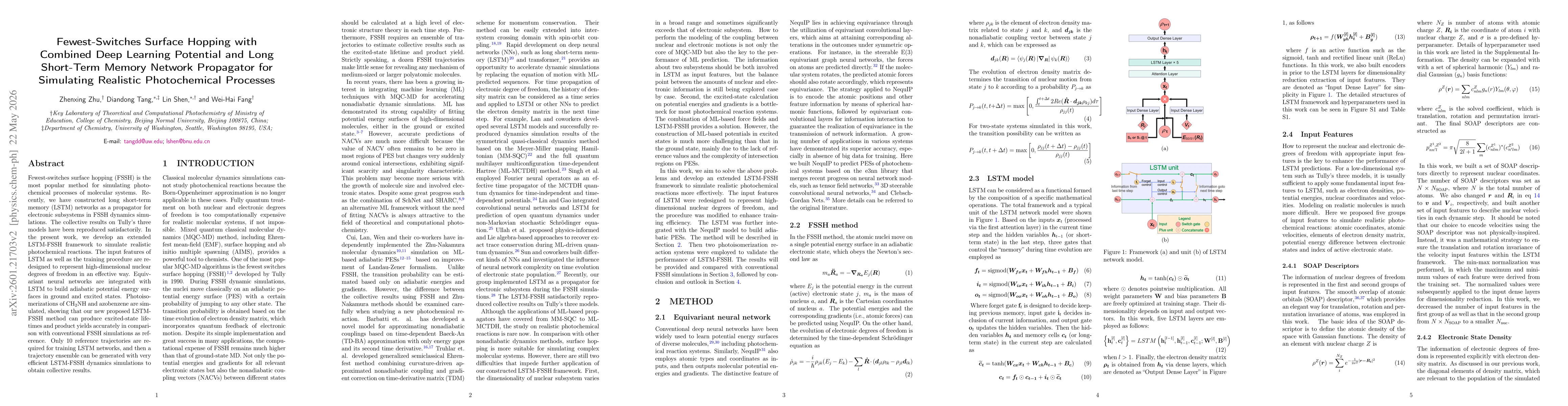 Thumbnail for Fewest-Switches Surface Hopping with Combined Deep Learning Potential and Long Short-Term Memory Network Propagator for Simulating Realistic Photochemical Processes