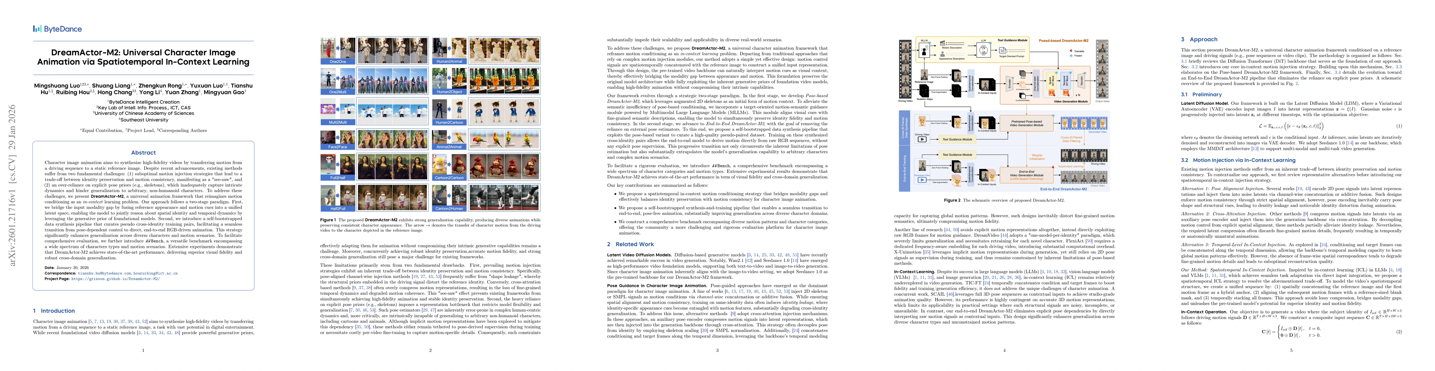 Thumbnail for DreamActor-M2: Universal Character Image Animation via Spatiotemporal In-Context Learning