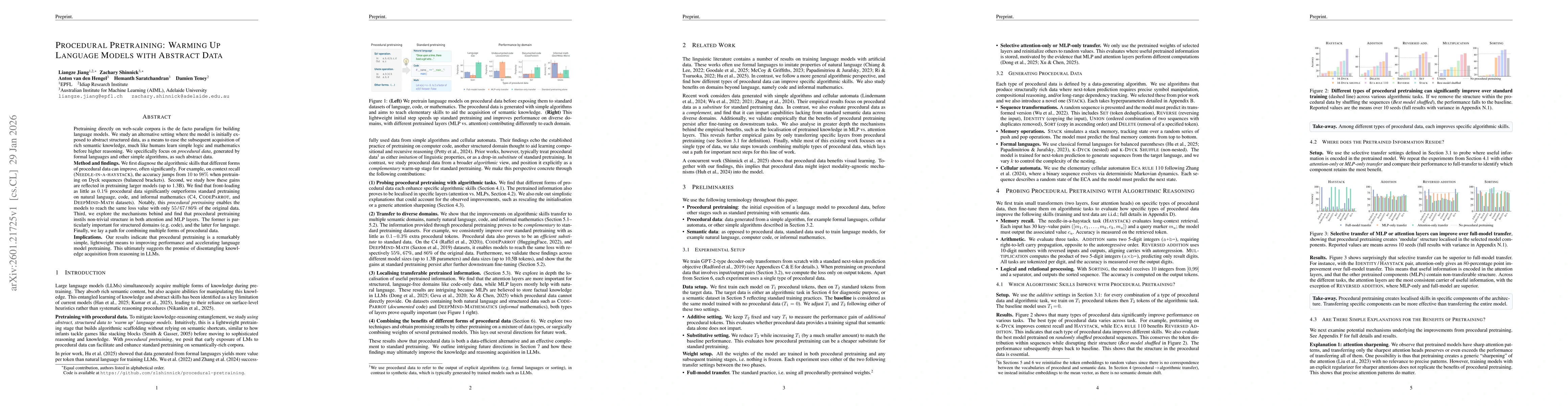 Thumbnail for Procedural Pretraining: Warming Up Language Models with Abstract Data