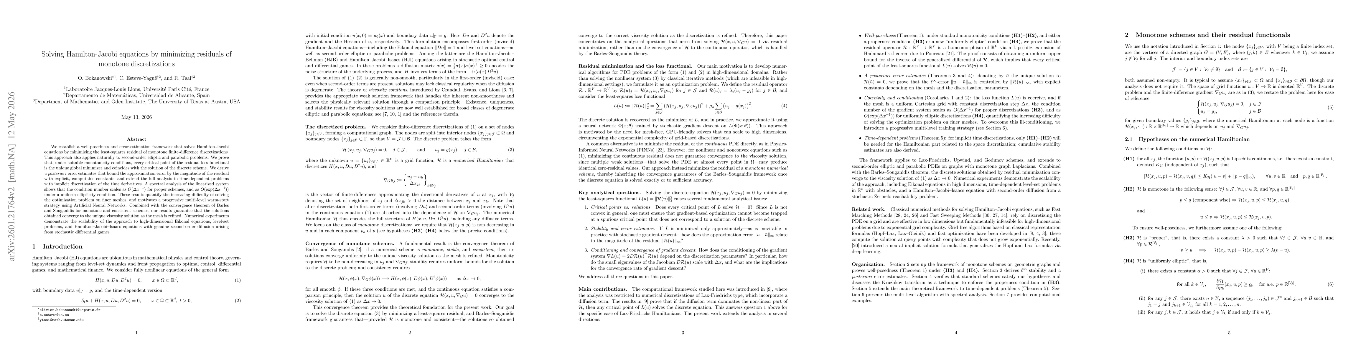 Thumbnail for Solving Hamilton-Jacobi equations by minimizing residuals of monotone discretizations