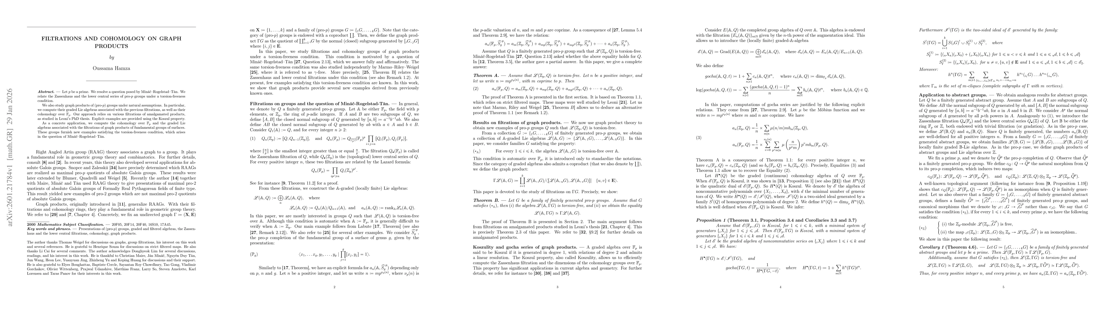 Thumbnail for Filtrations and cohomology on graph products
