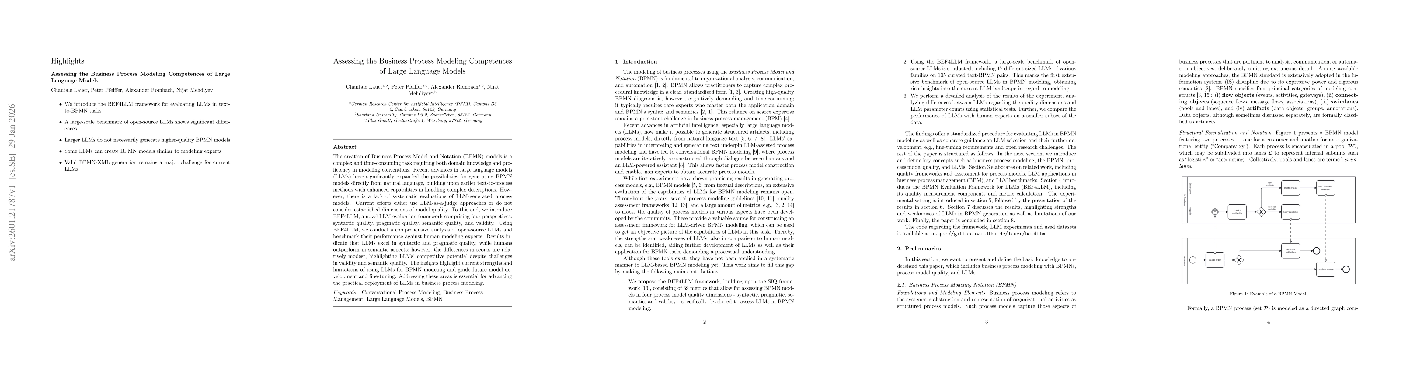 Thumbnail for Assessing the Business Process Modeling Competences of Large Language Models
