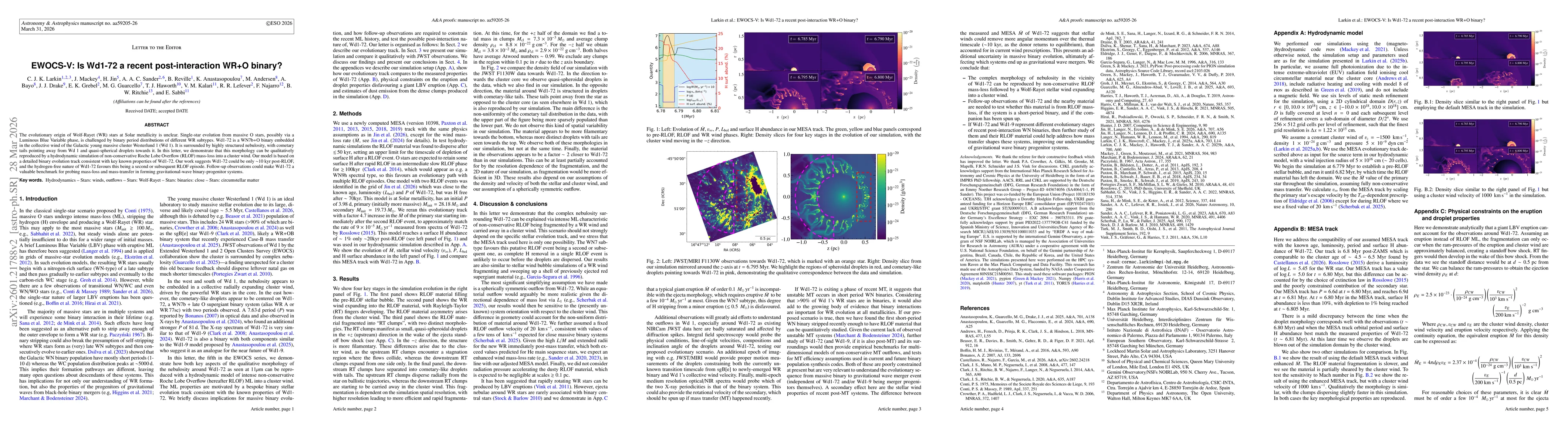 Thumbnail for EWOCS-V: Is Wd1-72 a recent post-interaction WR+O binary?
