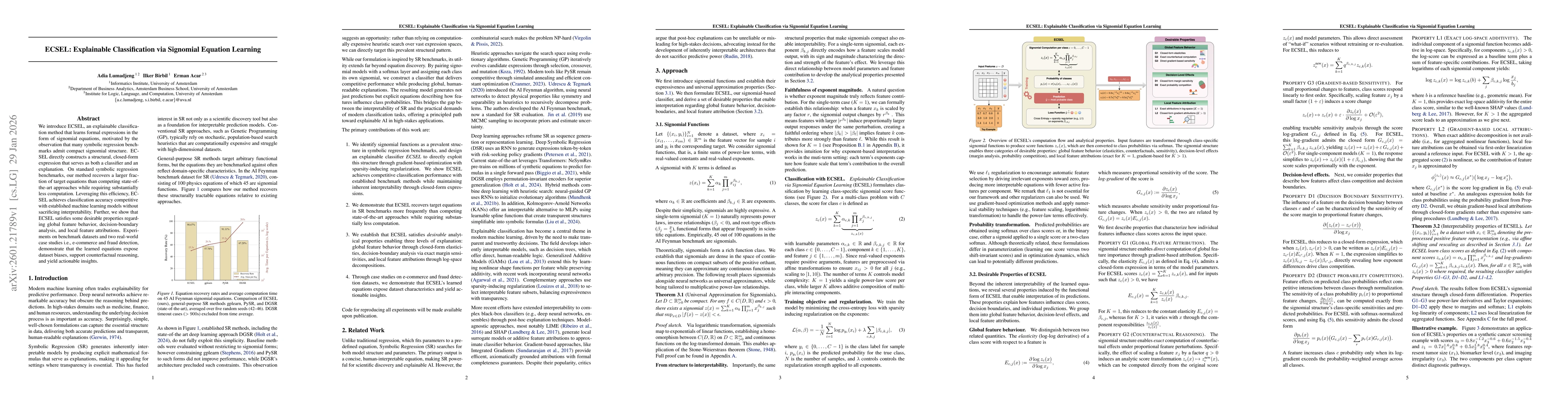 Thumbnail for ECSEL: Explainable Classification via Signomial Equation Learning