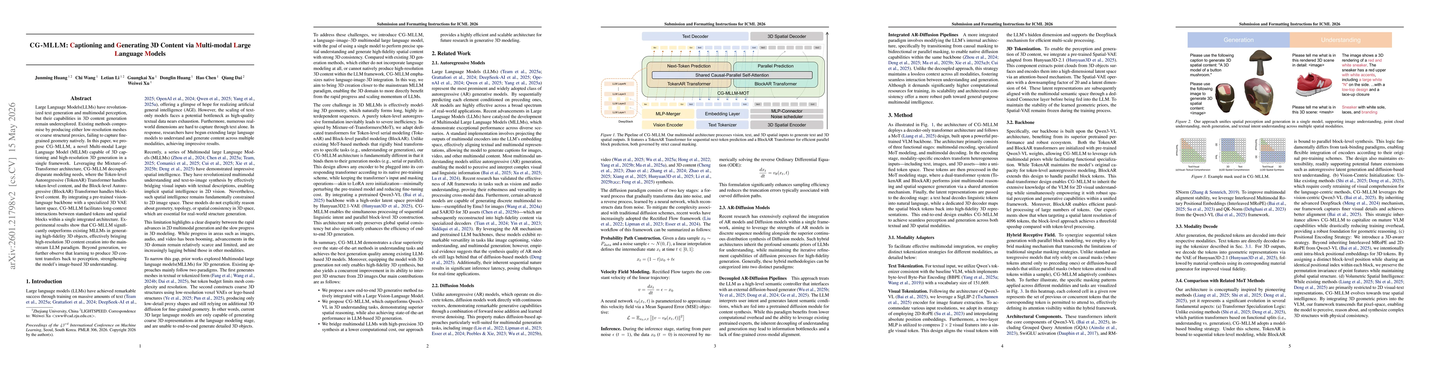Thumbnail for CG-MLLM: Captioning and Generating 3D content via Multi-modal Large Language Models