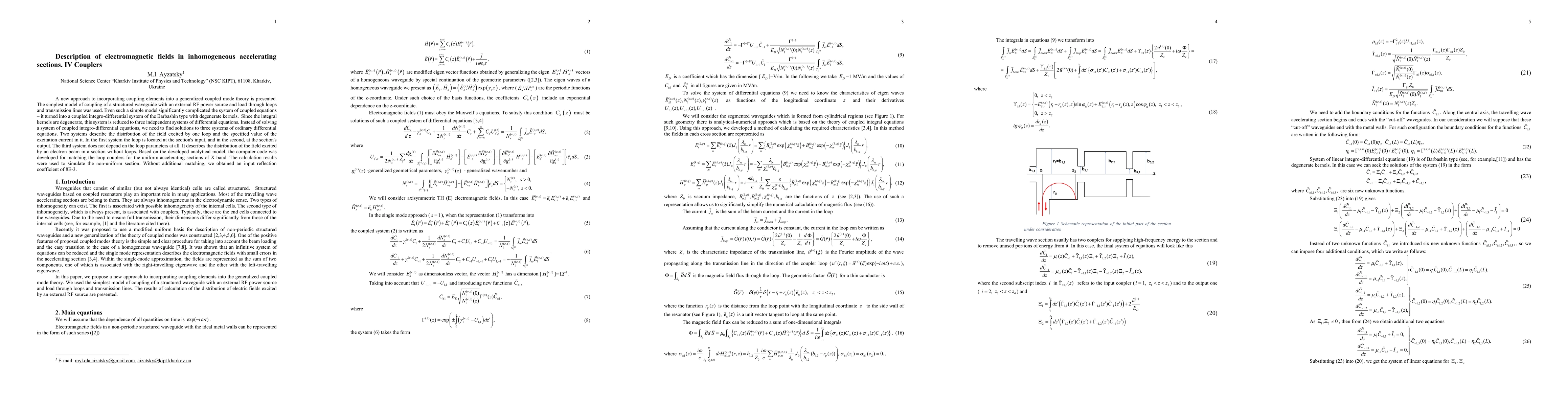 Thumbnail for Description of electromagnetic fields in inhomogeneous accelerating sections. IV couplers