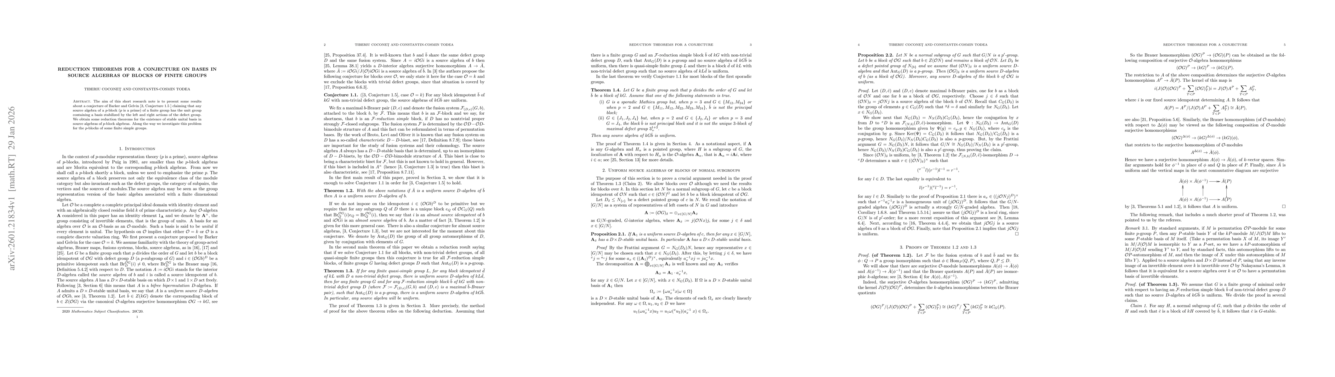 Thumbnail for Reduction theorems for a conjecture on basis in source algebras of blocks of finite groups