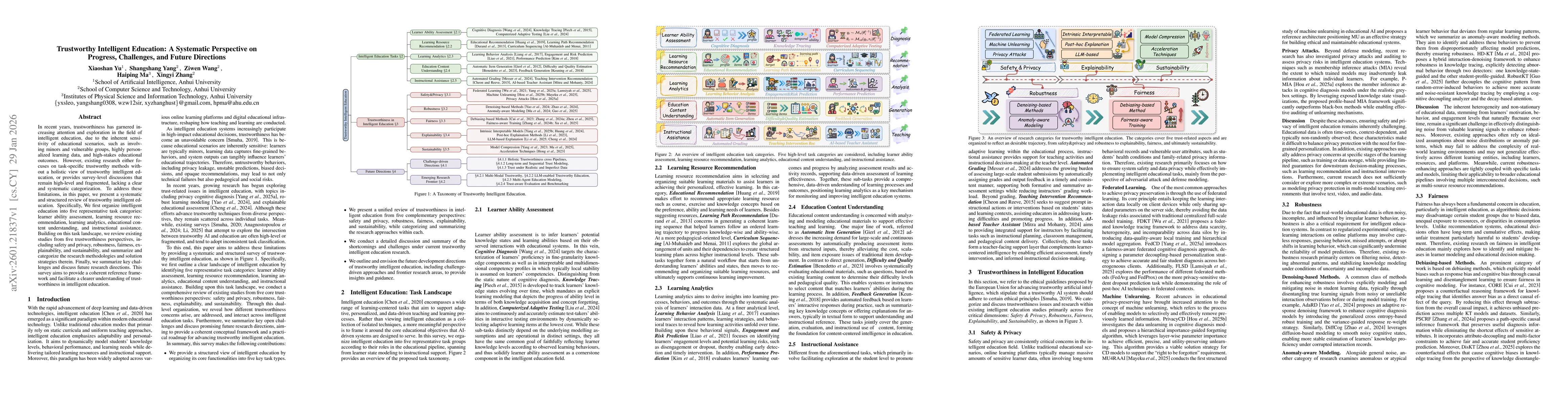 Thumbnail for Trustworthy Intelligent Education: A Systematic Perspective on Progress, Challenges, and Future Directions