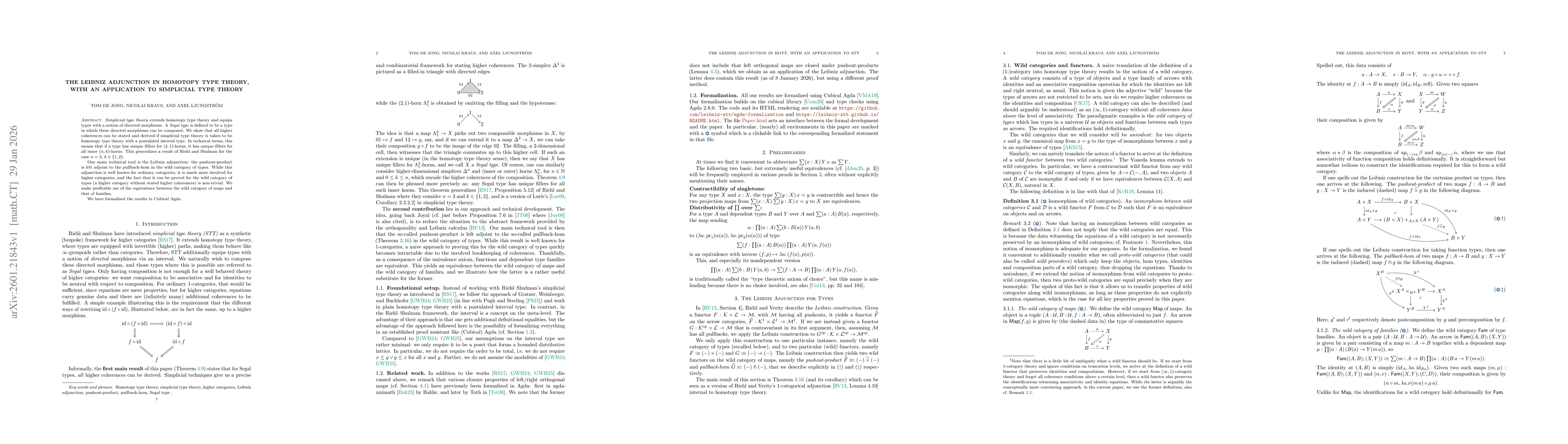 Thumbnail for The Leibniz adjunction in homotopy type theory, with an application to simplicial type theory