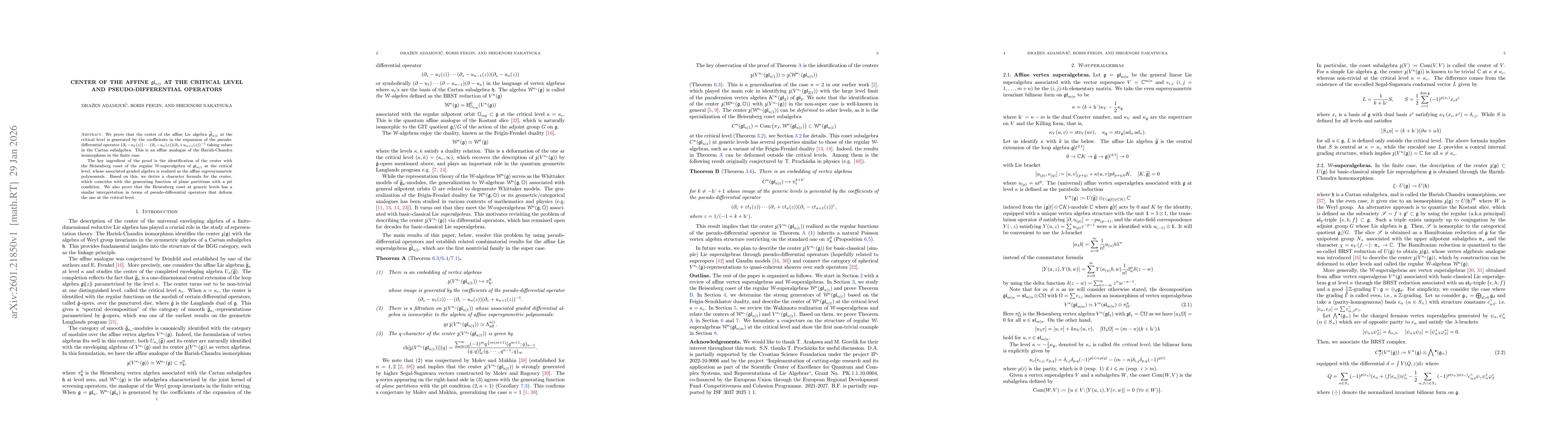 Thumbnail for Center of the affine $\mathfrak{gl}_{n|1}$ at the critical level and pseudo-differential operators