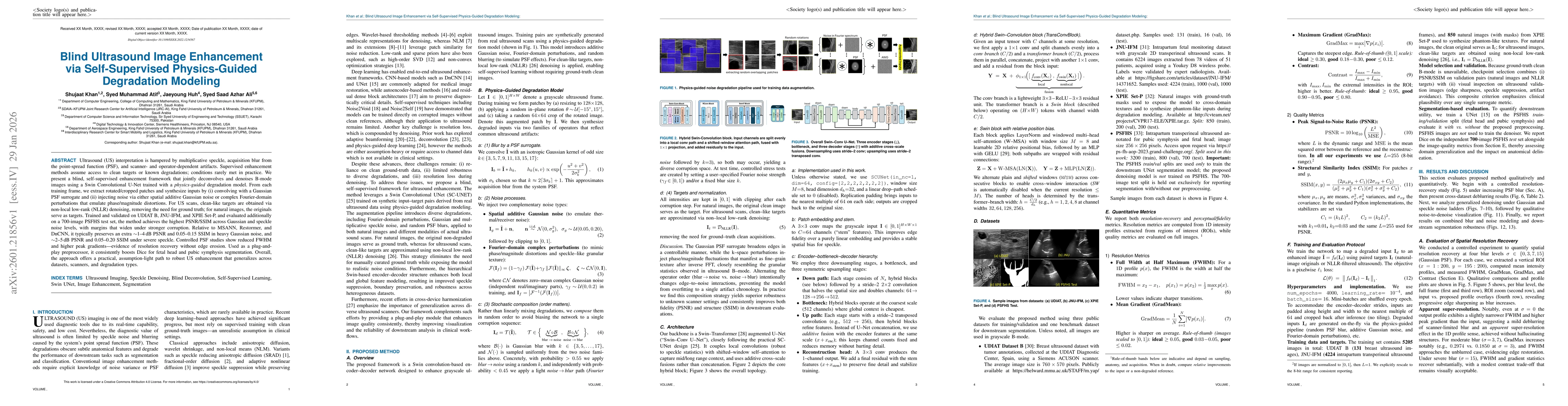 Thumbnail for Blind Ultrasound Image Enhancement via Self-Supervised Physics-Guided Degradation Modeling