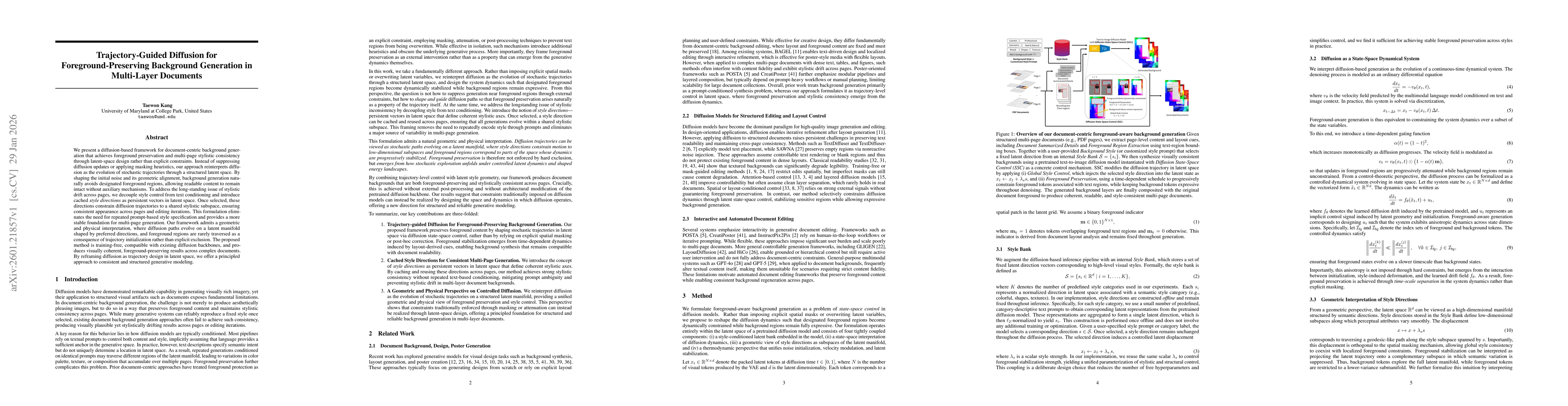 Thumbnail for Trajectory-Guided Diffusion for Foreground-Preserving Background Generation in Multi-Layer Documents