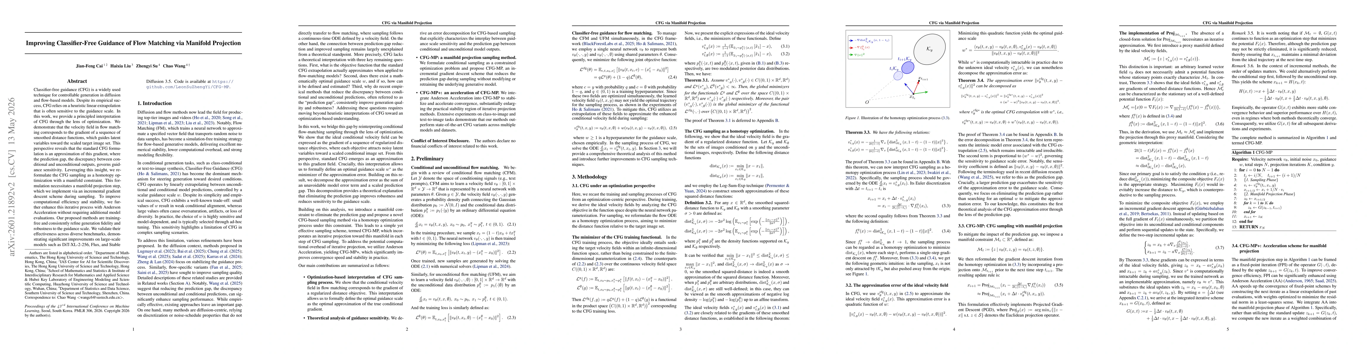 Thumbnail for Improving Classifier-Free Guidance of Flow Matching via Manifold Projection