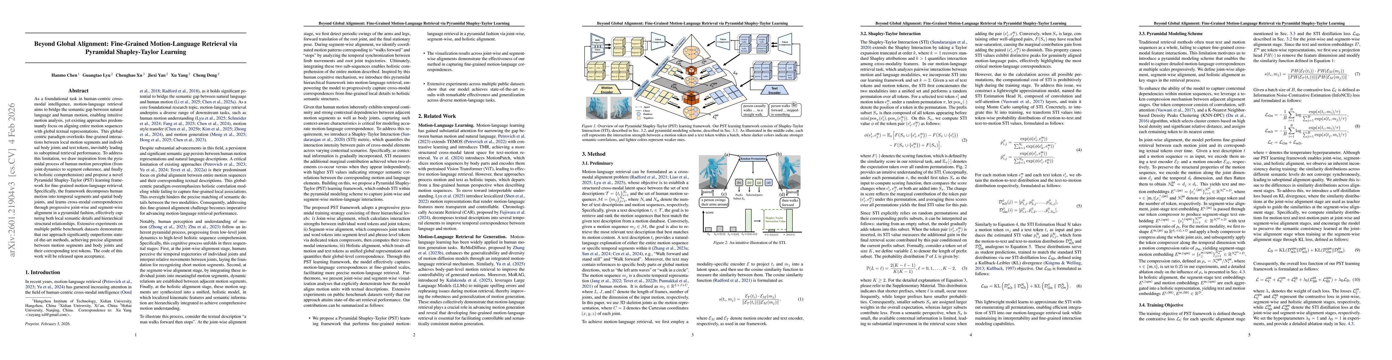 Thumbnail for Beyond Global Alignment: Fine-Grained Motion-Language Retrieval via Pyramidal Shapley-Taylor Learning