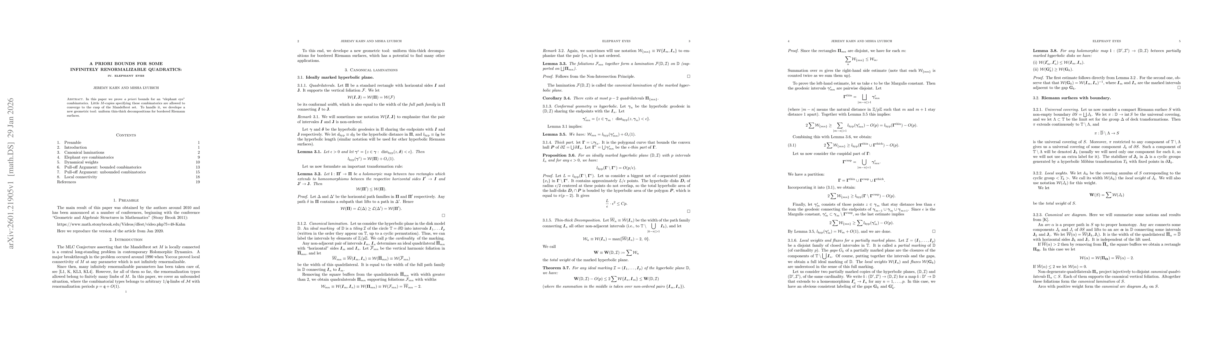 Thumbnail for A priori bounds for some infinitely renormalizable quadratic: IV. Elephant Eyes
