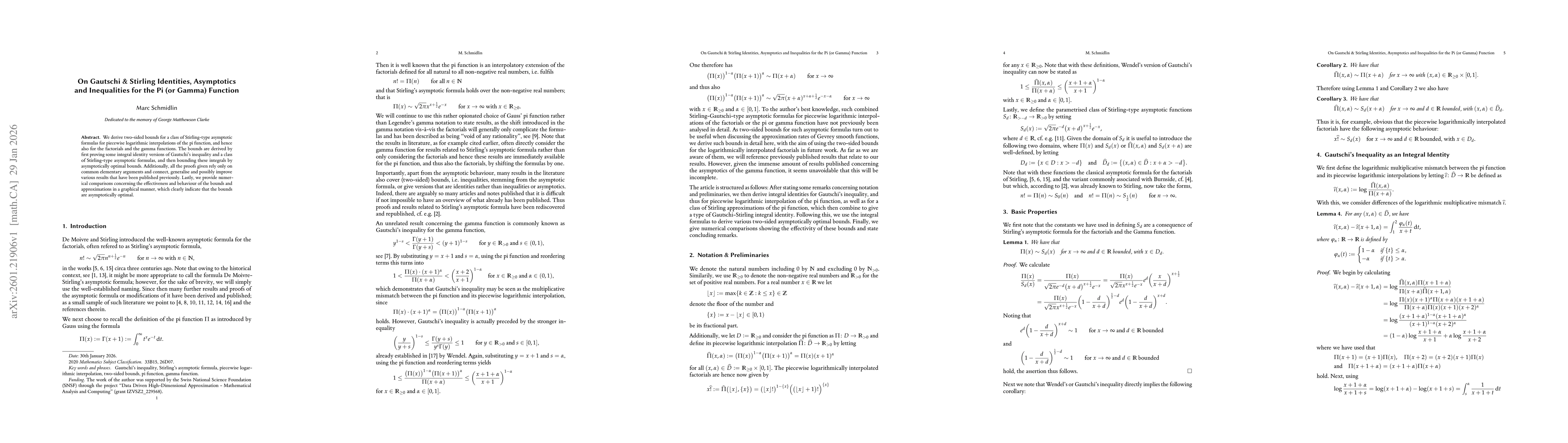 Thumbnail for On Gautschi & Stirling Identities, Asymptotics and Inequalities for the Pi (or Gamma) Function