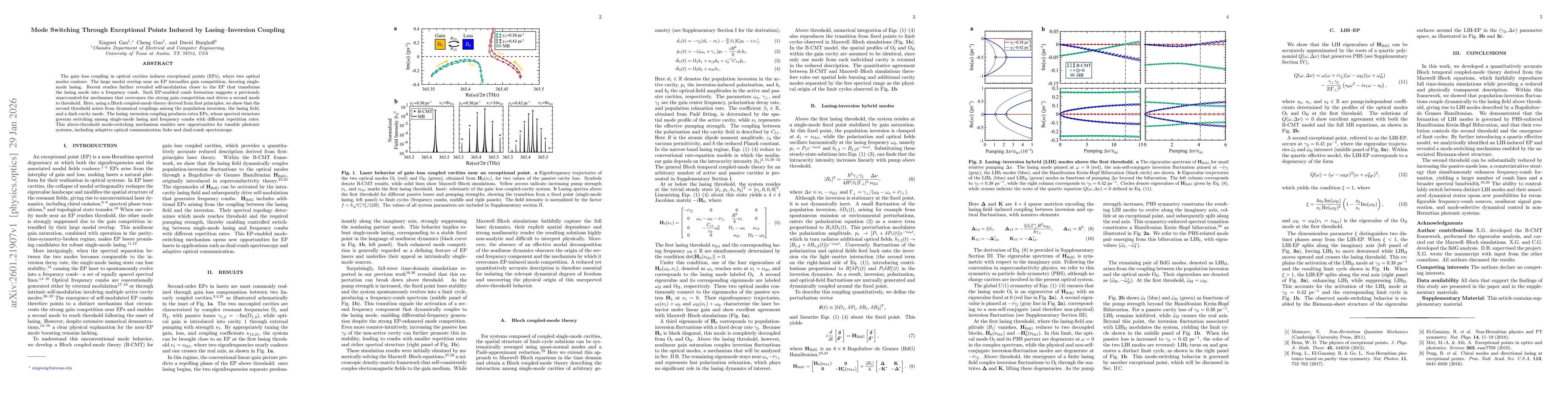 Thumbnail for Mode Switching Through Exceptional Points Induced by Lasing-Inversion Coupling
