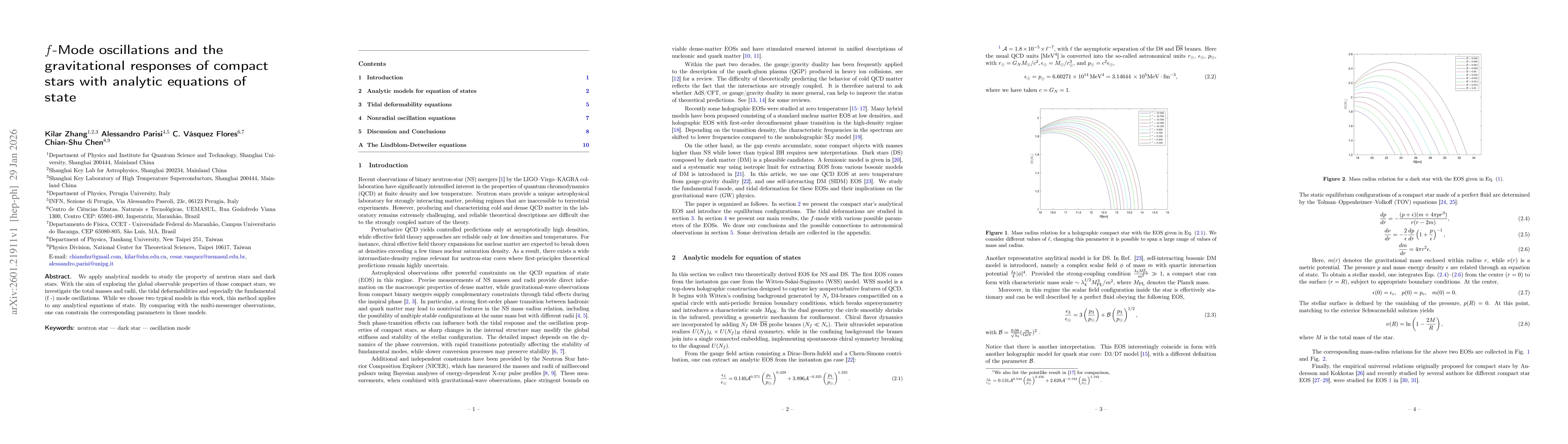 Thumbnail for $f$-Mode oscillations and the gravitational response of compact stars with analytic equations of state