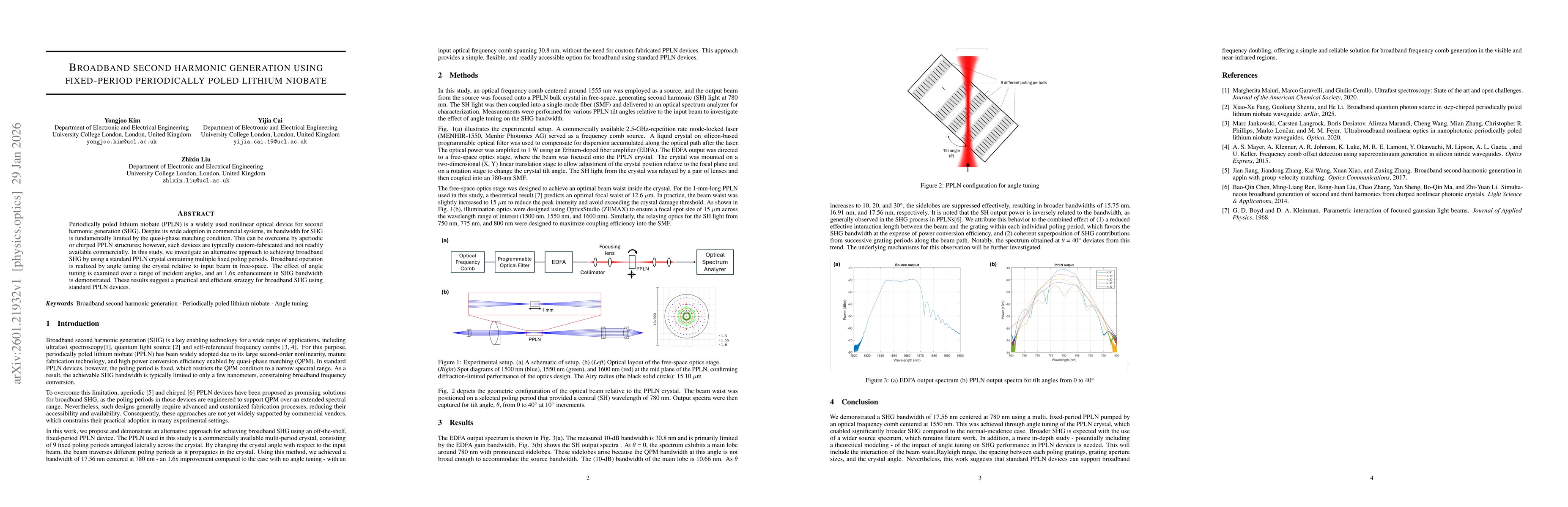 Thumbnail for Broadband Second Harmonic Generation using Fixed-Period Periodically Poled Lithium Niobate