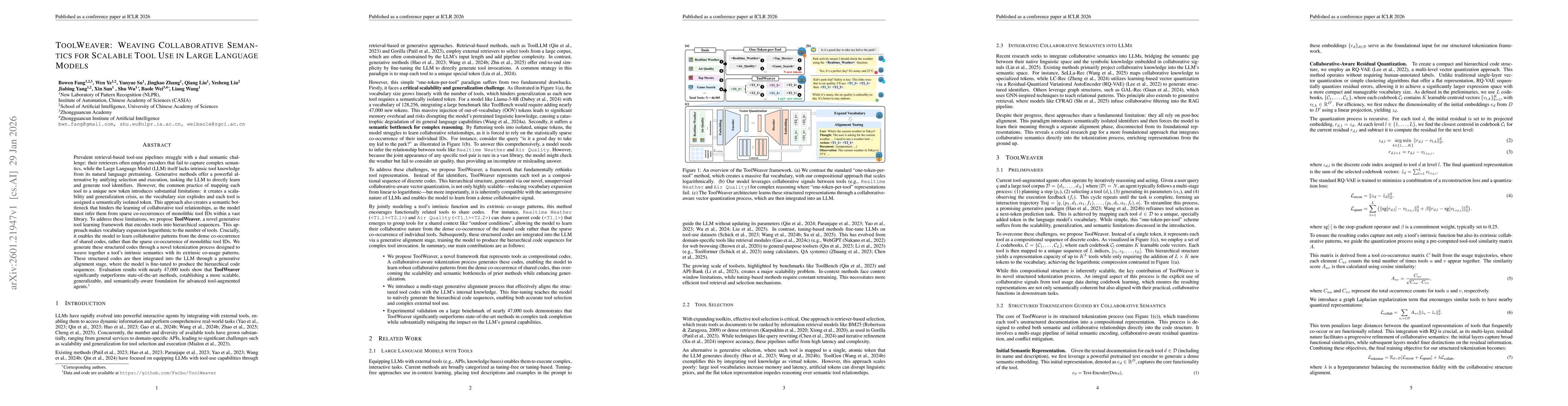 Thumbnail for ToolWeaver: Weaving Collaborative Semantics for Scalable Tool Use in Large Language Models