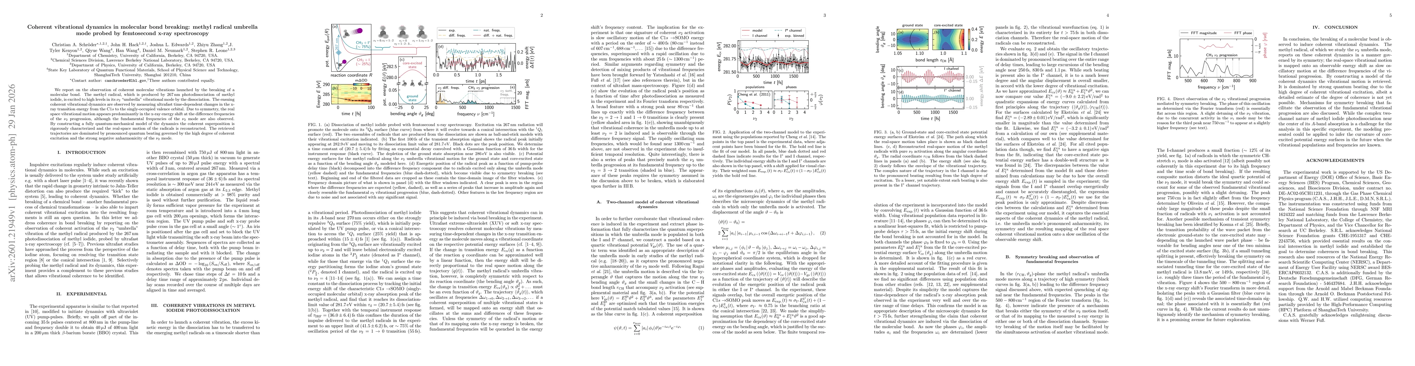 Thumbnail for Coherent vibrational dynamics in molecular bond breaking: methyl radical umbrella mode probed by femtosecond x-ray spectroscopy