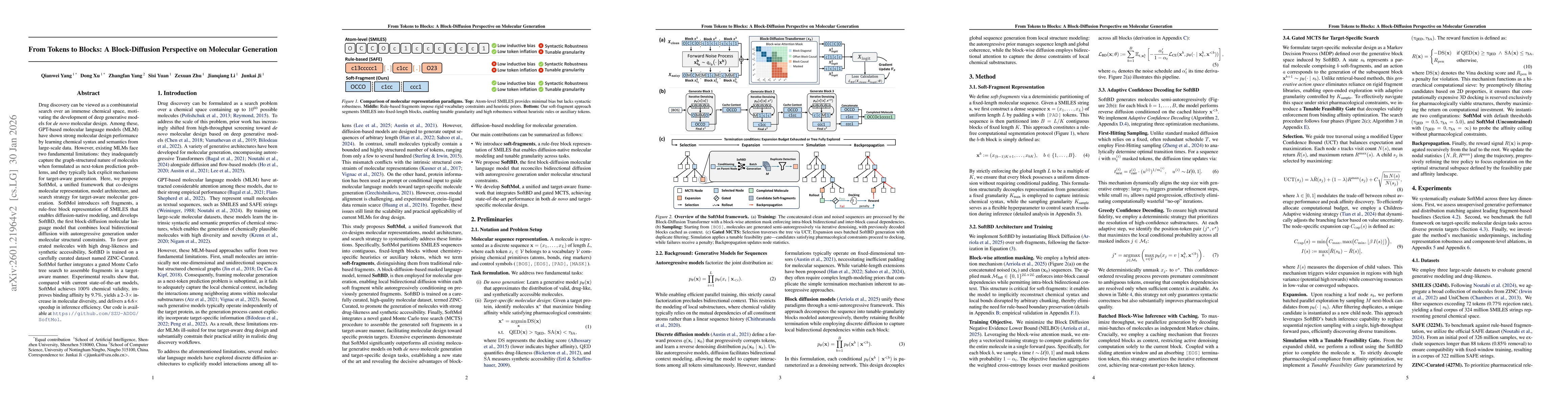 Thumbnail for From Tokens to Blocks: A Block-Diffusion Perspective on Molecular Generation