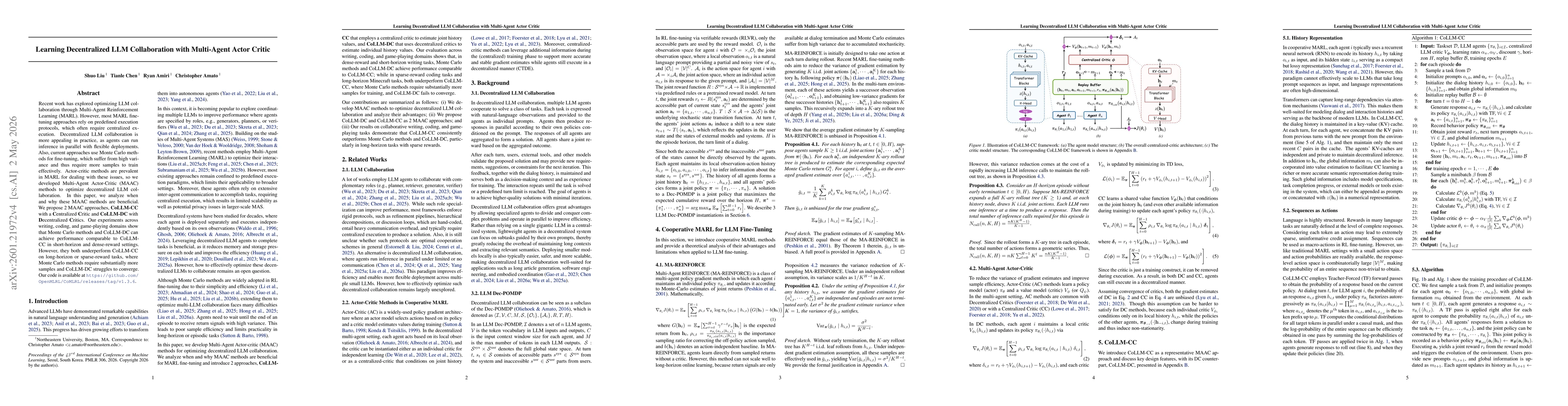 Thumbnail for Learning Decentralized LLM Collaboration with Multi-Agent Actor Critic