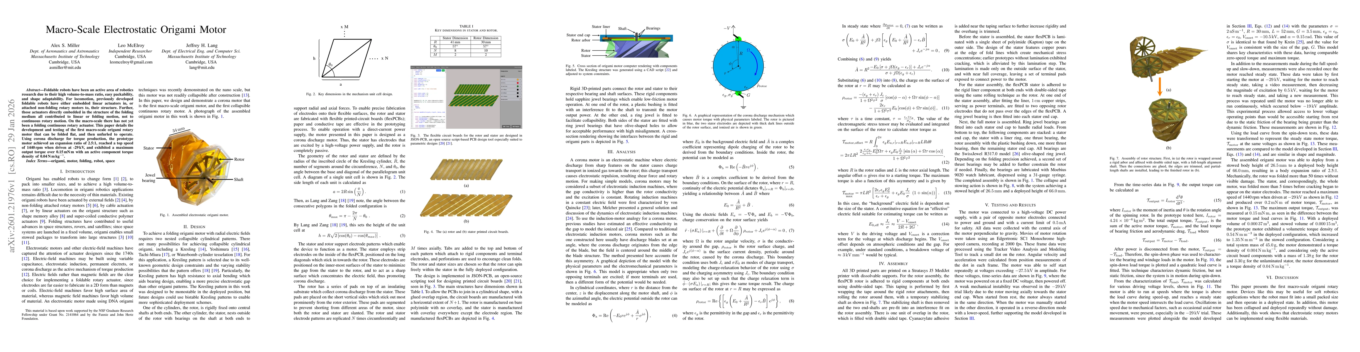 Thumbnail for Macro-Scale Electrostatic Origami Motor