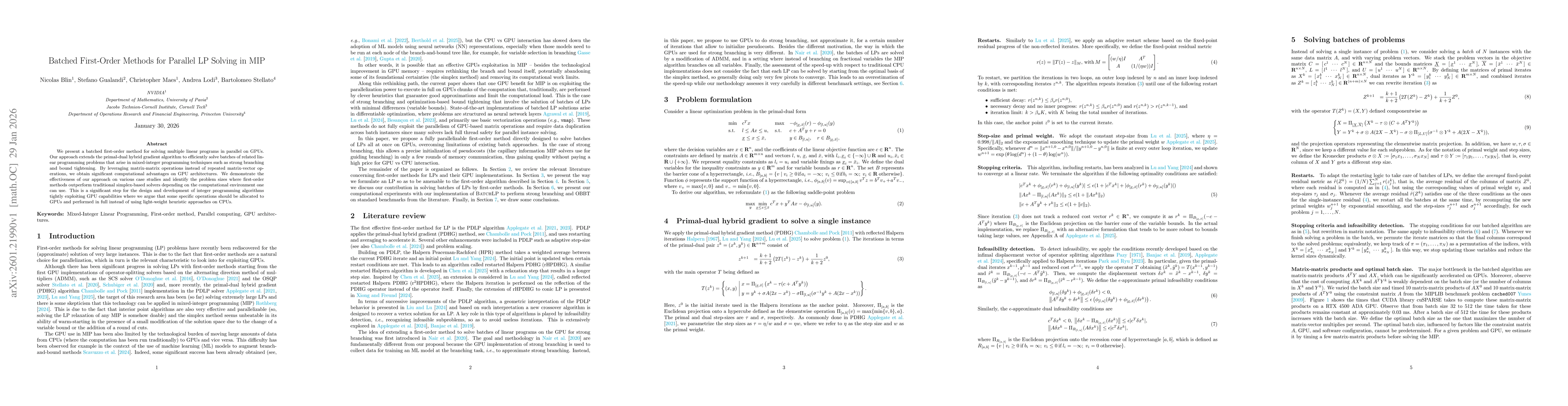 Thumbnail for Batched First-Order Methods for Parallel LP Solving in MIP