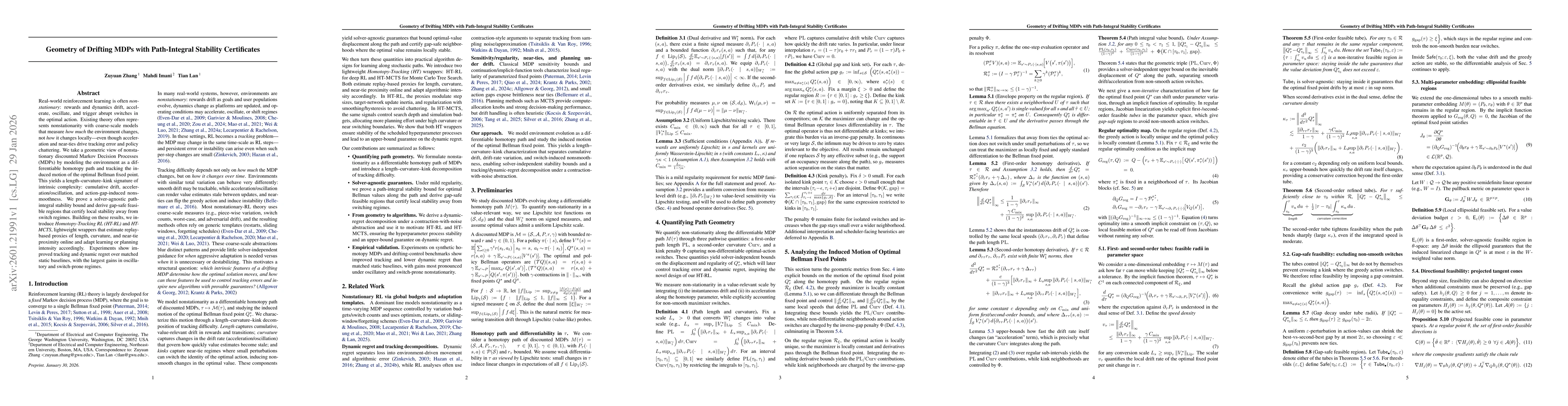 Thumbnail for Geometry of Drifting MDPs with Path-Integral Stability Certificates