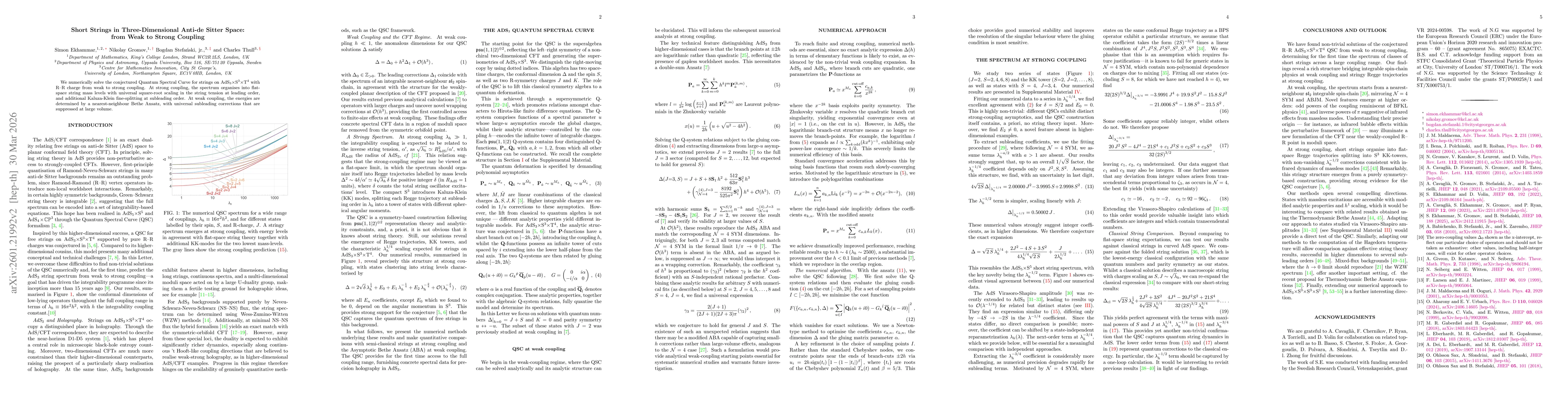 Thumbnail for Short Strings in Three-Dimensional Anti-de Sitter Space: from Weak to Strong Coupling