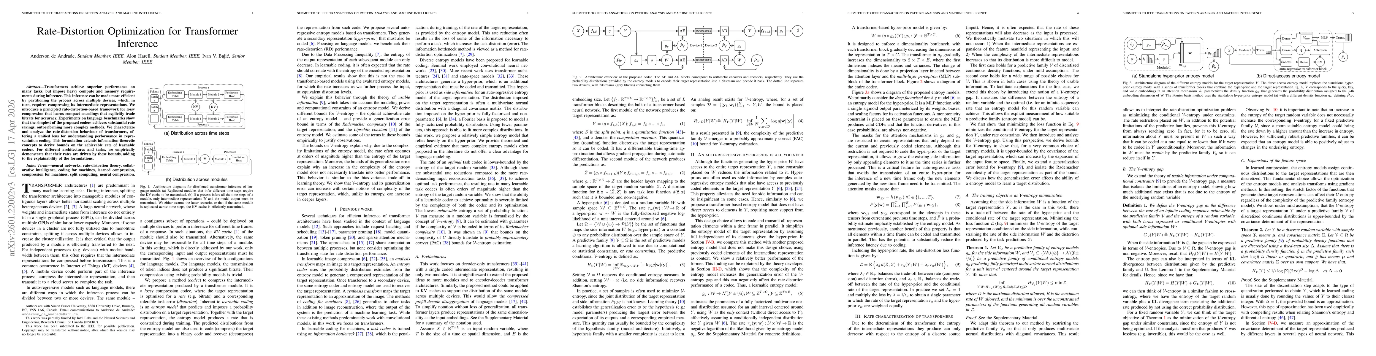Thumbnail for Rate-Distortion Optimization for Transformer Inference
