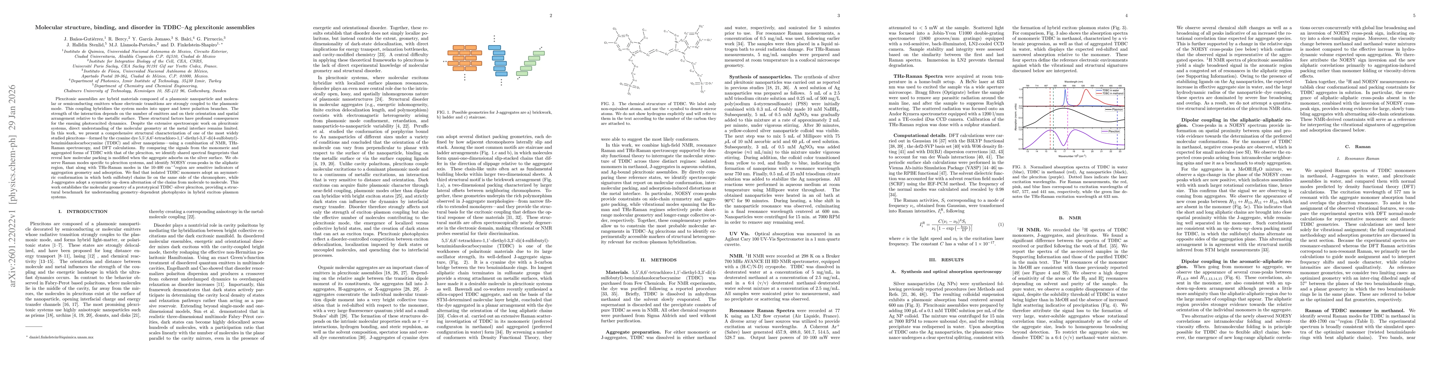 Thumbnail for Molecular structure, binding, and disorder in TDBC-Ag plexcitonic assemblies